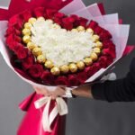 Sweetheart Symphony – Heart-Shaped Red Rose & Chocolate Bouquet