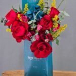 Ruby Teal Elegance – Luxury Red Rose Gift Box with Fayendra Accents