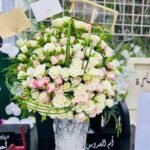 Pure Elegance – Grand White & Blush Rose Arrangement in Crystal Cut Vase