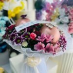 Rose Gold Dream – Elegant Floral Bouquet with Metallic Balloons & Butterfly Accents