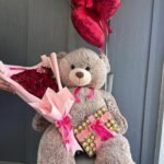 Grand Celebration Combo – Luxury Red Roses, Giant Cuddly Bear, Ferrero Rocher & Heart Balloons